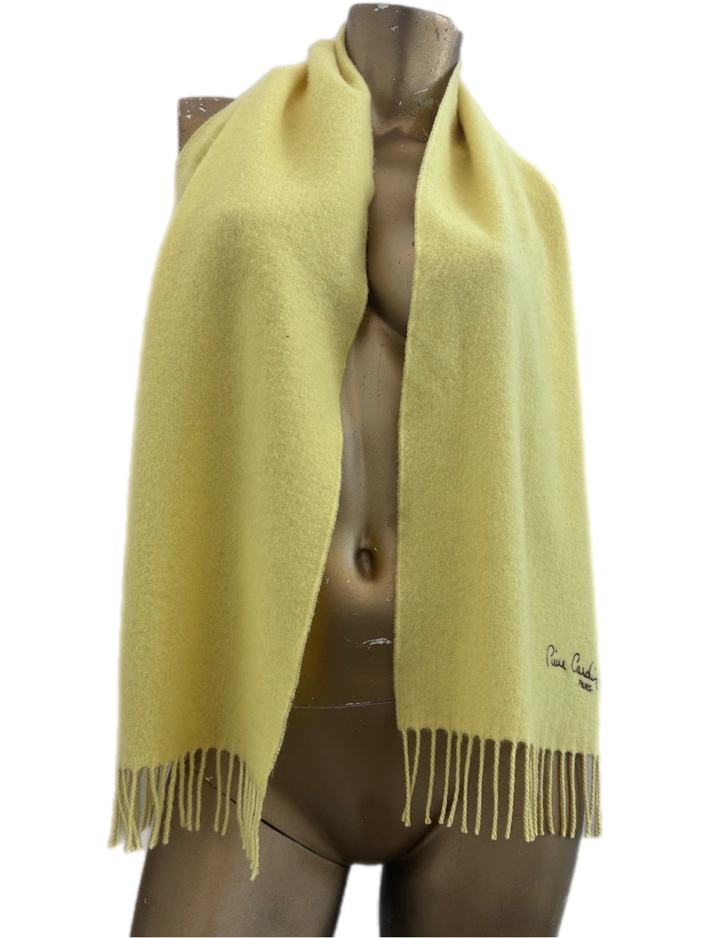 Vintage Pierre Cardin Paris 100% Cashmere Scarf w/ fringe Made in France